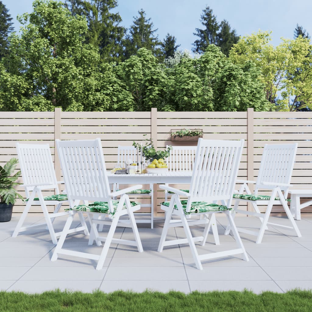 Coussins d'assise 6 pcs motif feuilles 50x50x4 cm Tissu