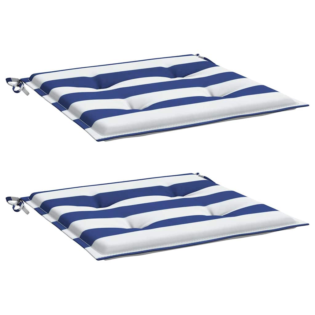 Garden Chair Cushions 2 pcs. Blue & White Striped 50x50x4cm Fabric
