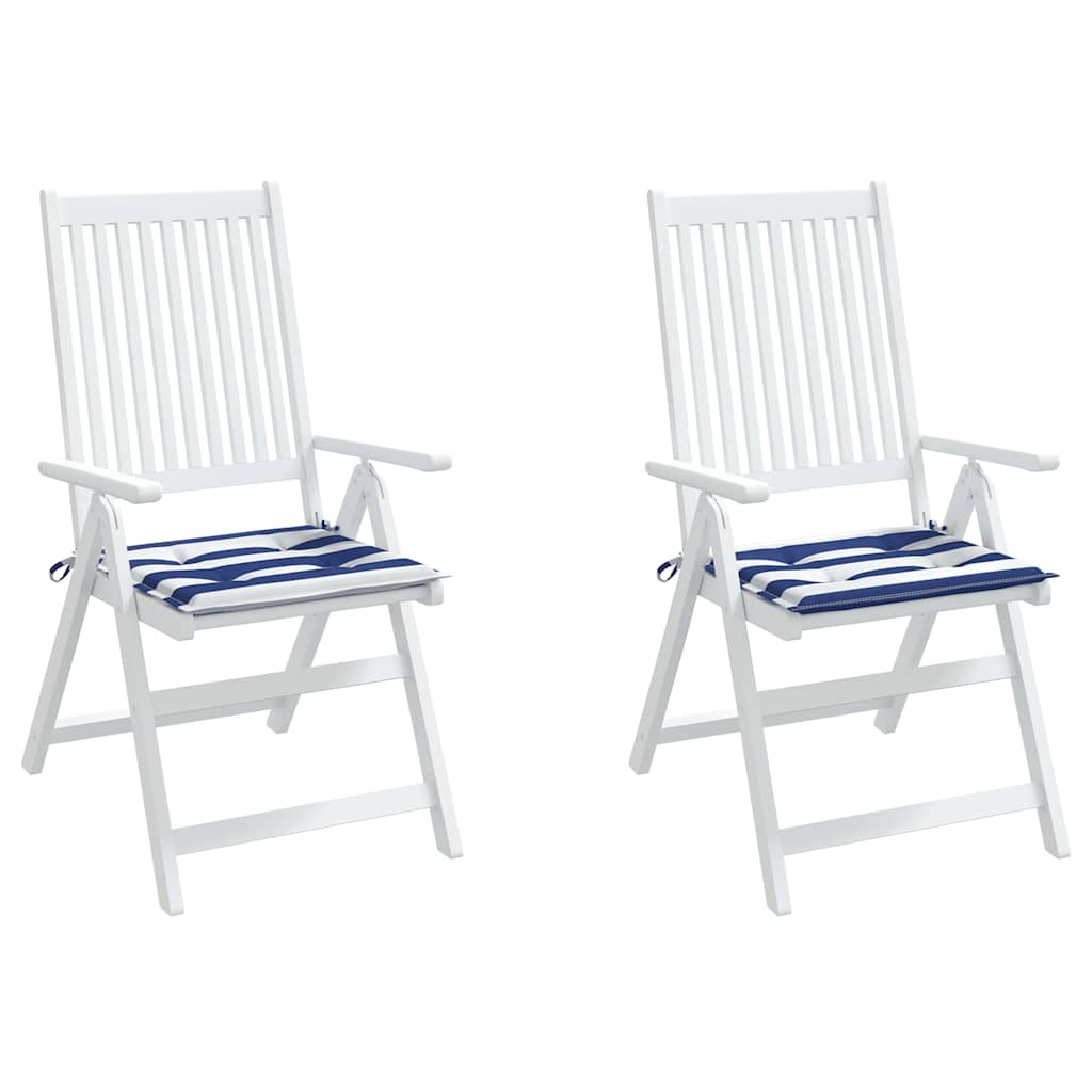 Garden Chair Cushions 2 pcs. Blue & White Striped 50x50x4cm Fabric