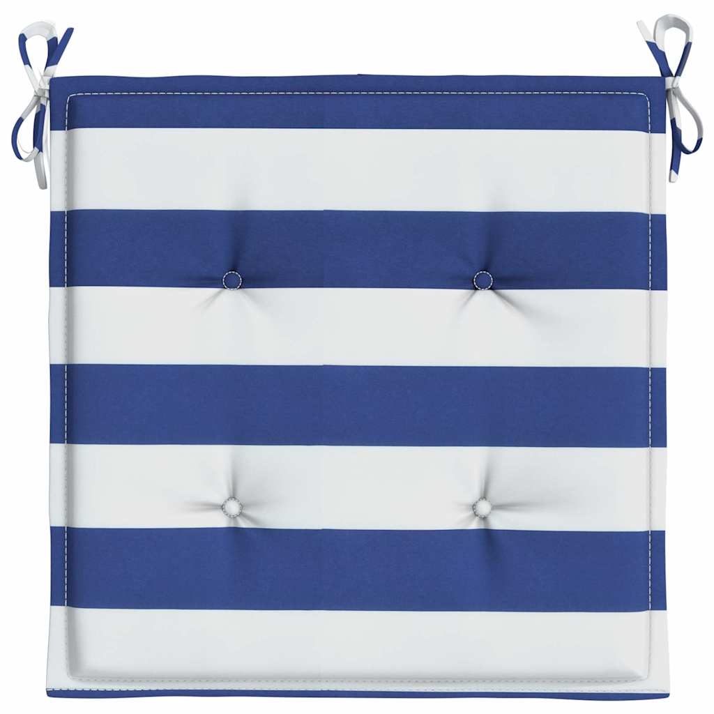Garden Chair Cushions 2 pcs. Blue & White Striped 50x50x4cm Fabric