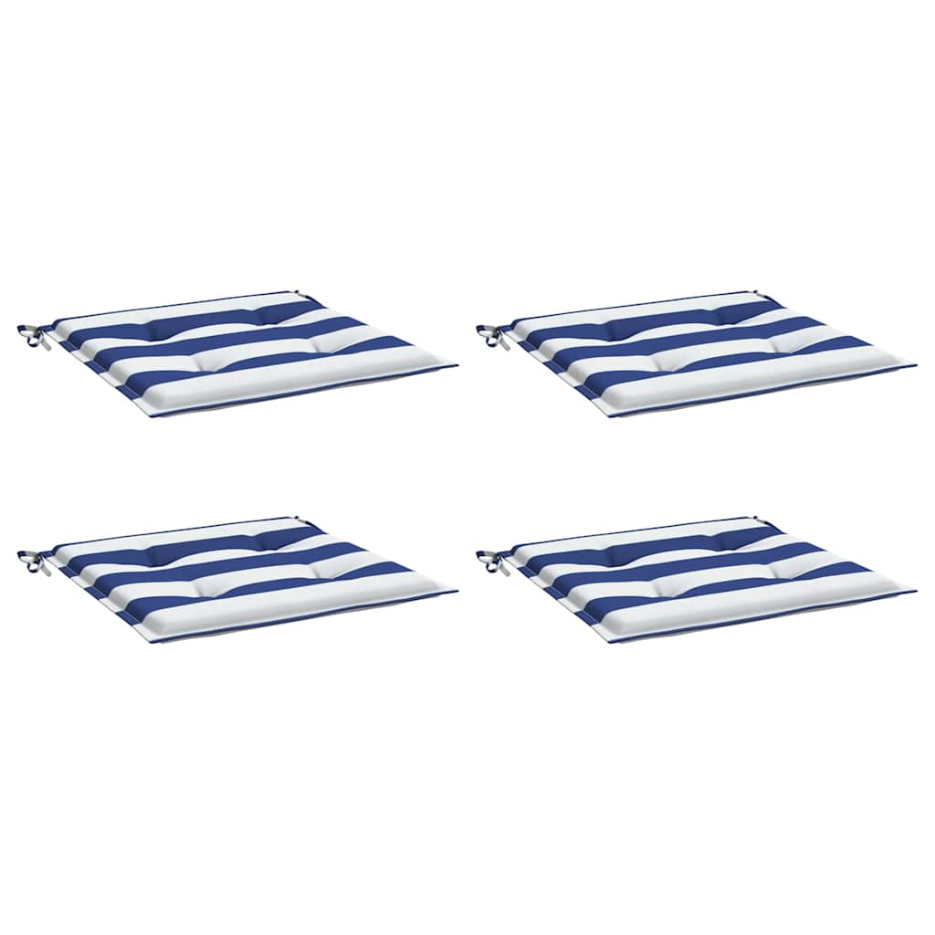 Garden Chair Cushions 4 pcs. Blue & White Striped 50x50x4cm Fabric