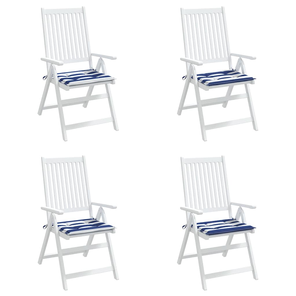 Garden Chair Cushions 4 pcs. Blue & White Striped 50x50x4cm Fabric