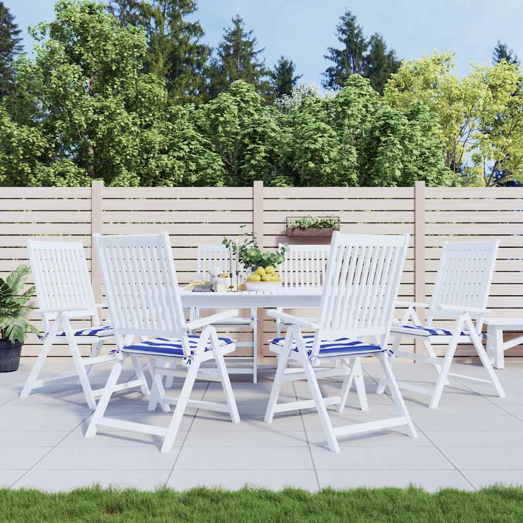 Coussins pour chaises de jardin 6 pcs Rayures bleues et blanches 50x50x4cm Tissu