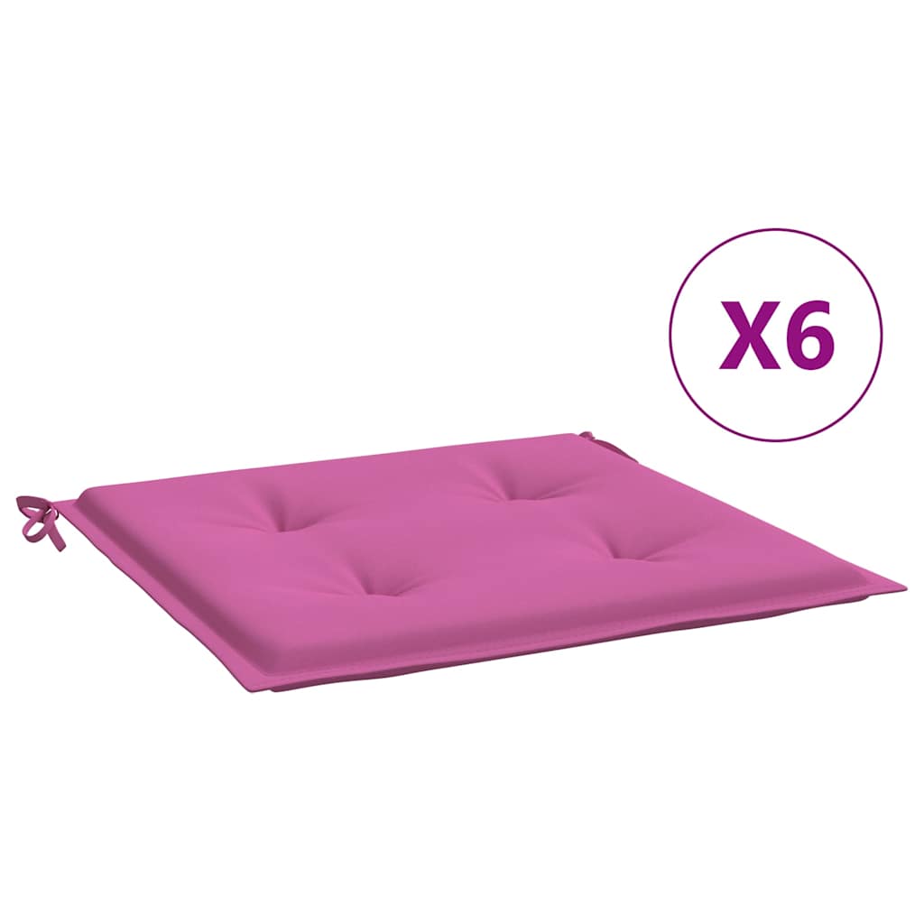 Coussins pour chaises de jardin 6 pcs Rose 50x50x4 cm Tissu