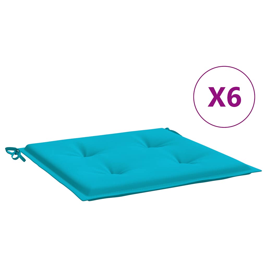 Garden Chair Cushions 6 pcs Turquoise 50x50x4 cm Fabric