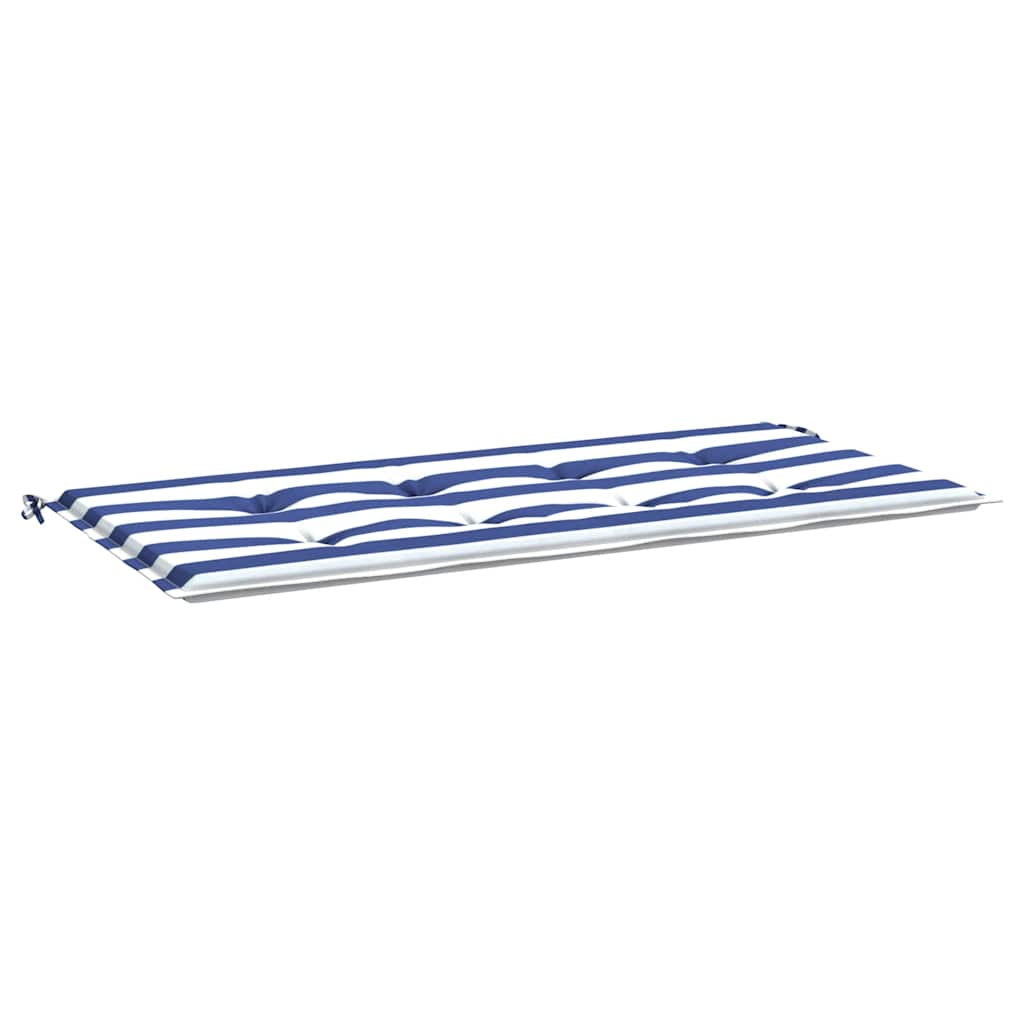 Coussin de banc de jardin bleu et blanc à rayures 100x50x4cm tissu Oxford