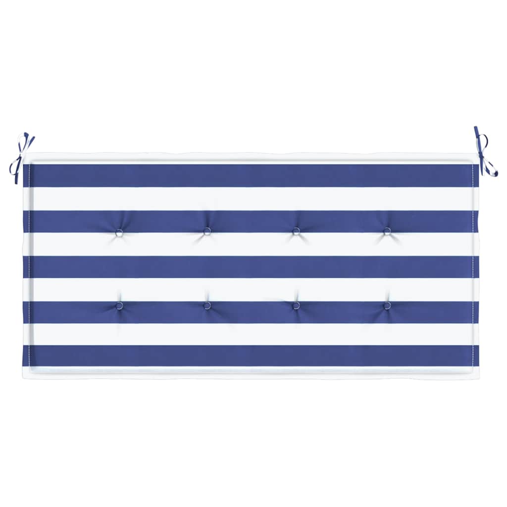 Coussin de banc de jardin bleu et blanc à rayures 100x50x4cm tissu Oxford