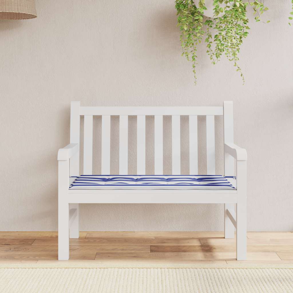 Coussin de banc de jardin bleu et blanc à rayures 100x50x4cm tissu Oxford