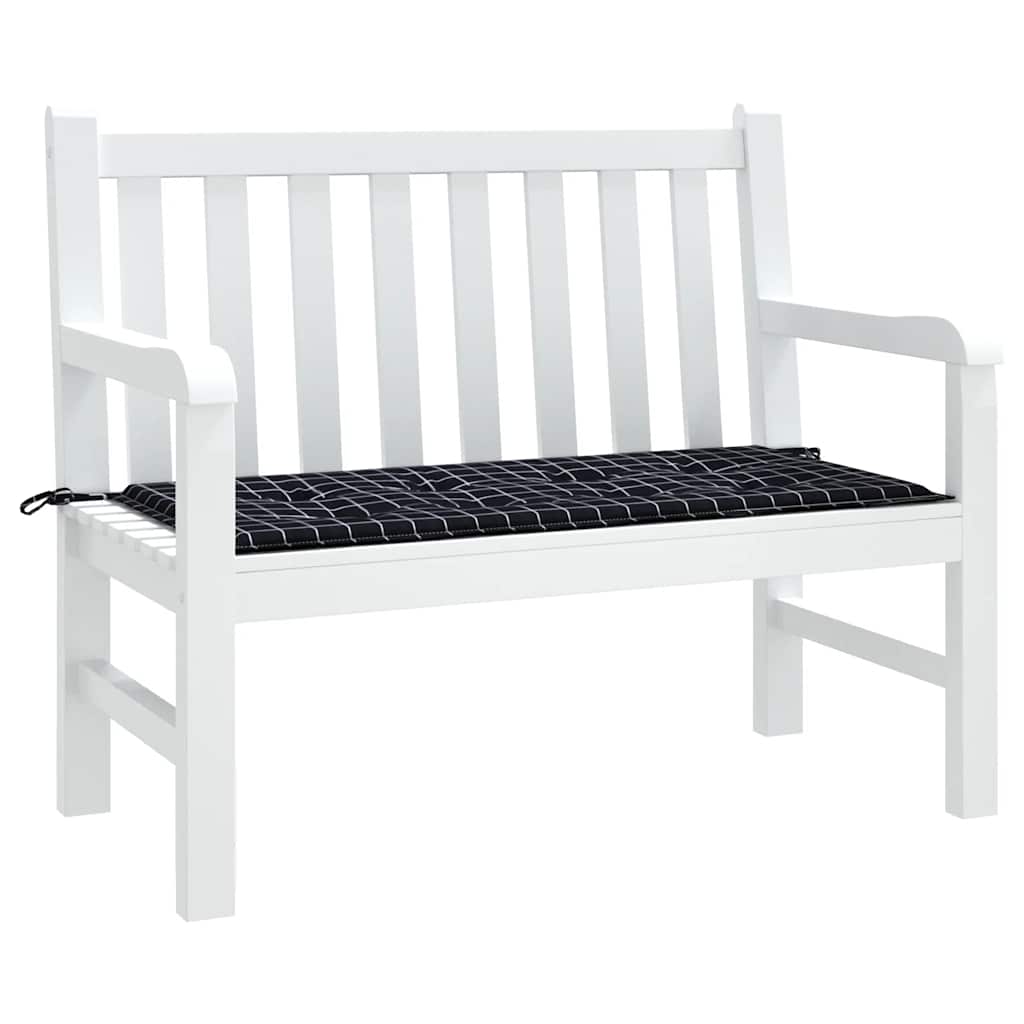 Coussin de banc de jardin noir à carreaux 120x50x4 cm Tissu Oxford