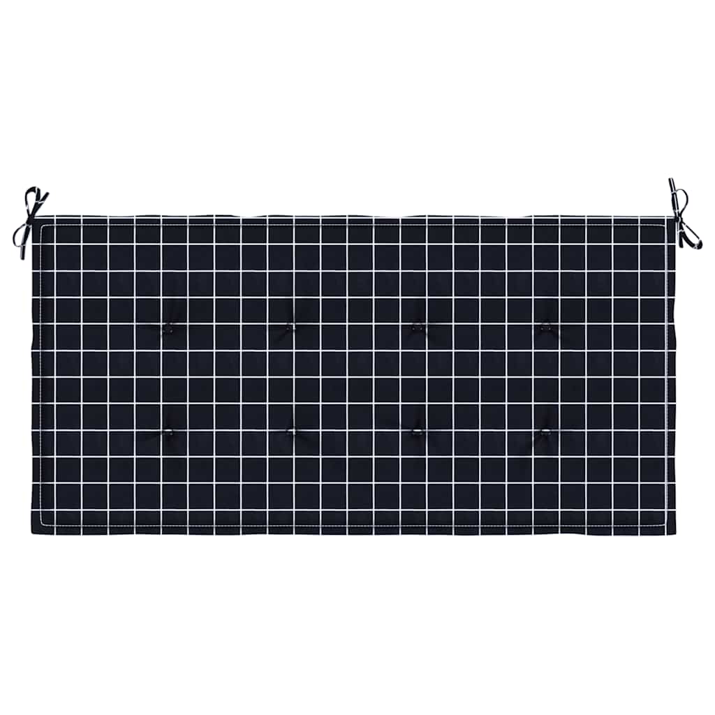 Coussin de banc de jardin noir à carreaux 120x50x4 cm Tissu Oxford