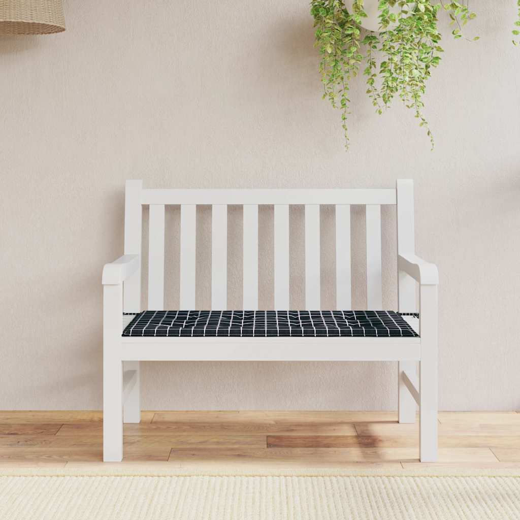 Coussin de banc de jardin noir à carreaux 120x50x4 cm Tissu Oxford