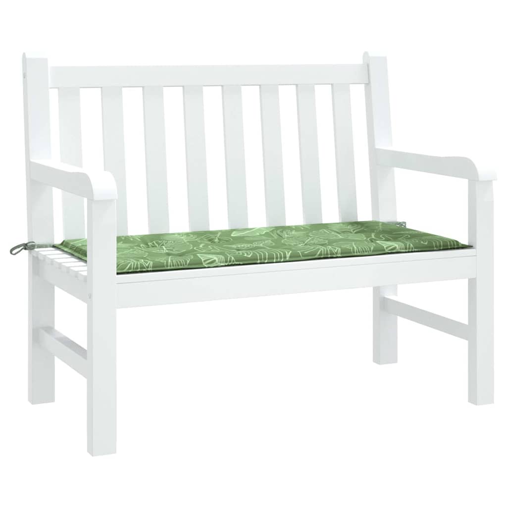 Coussin de banc de jardin motif feuille 120x50x4 cm tissu Oxford