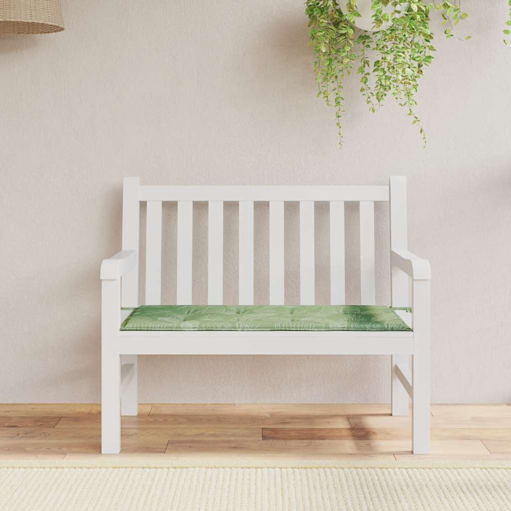 Coussin de banc de jardin motif feuille 120x50x4 cm tissu Oxford