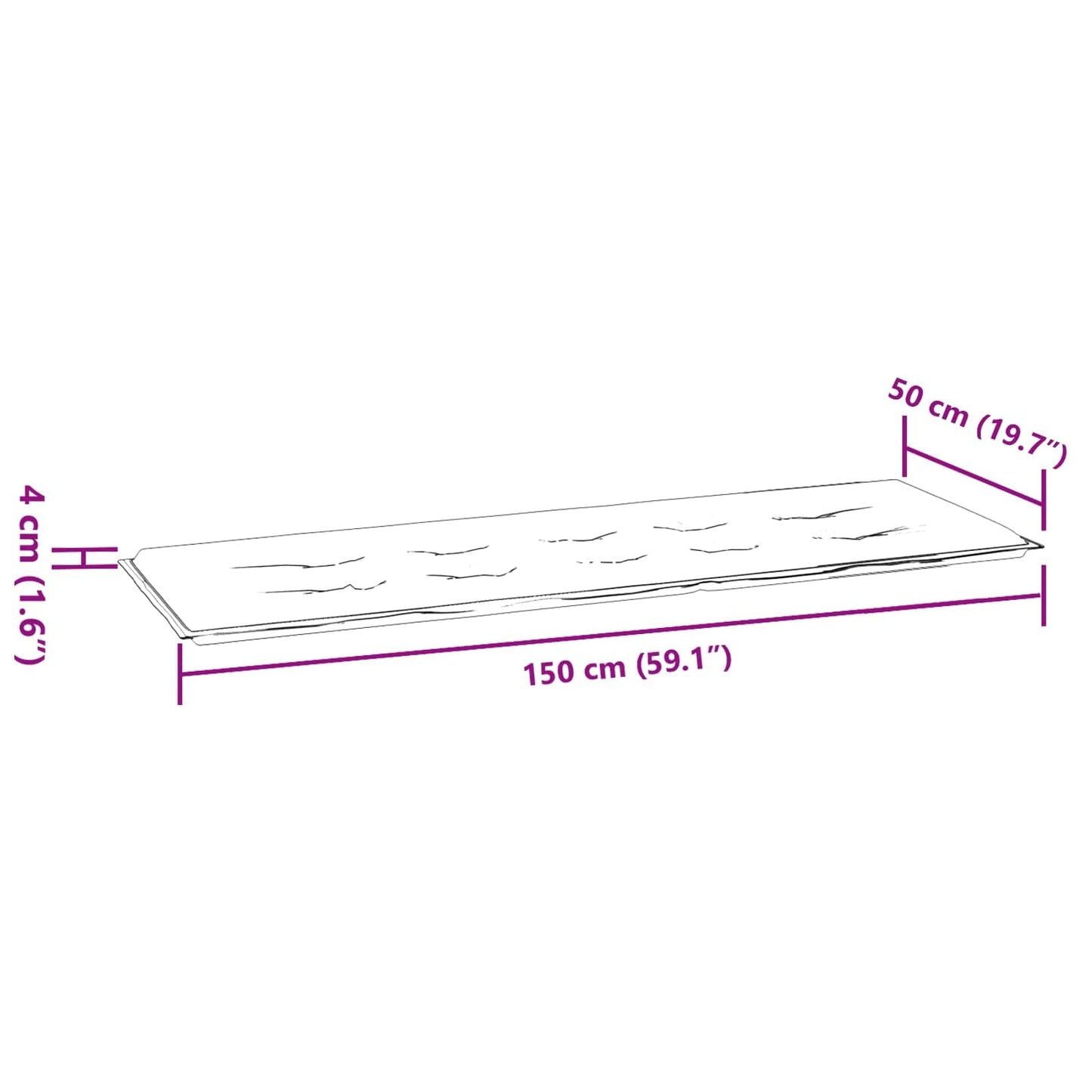 Coussin de banc Feuille Motif feuille 150 x 50 x 3 cm Tissu Oxford