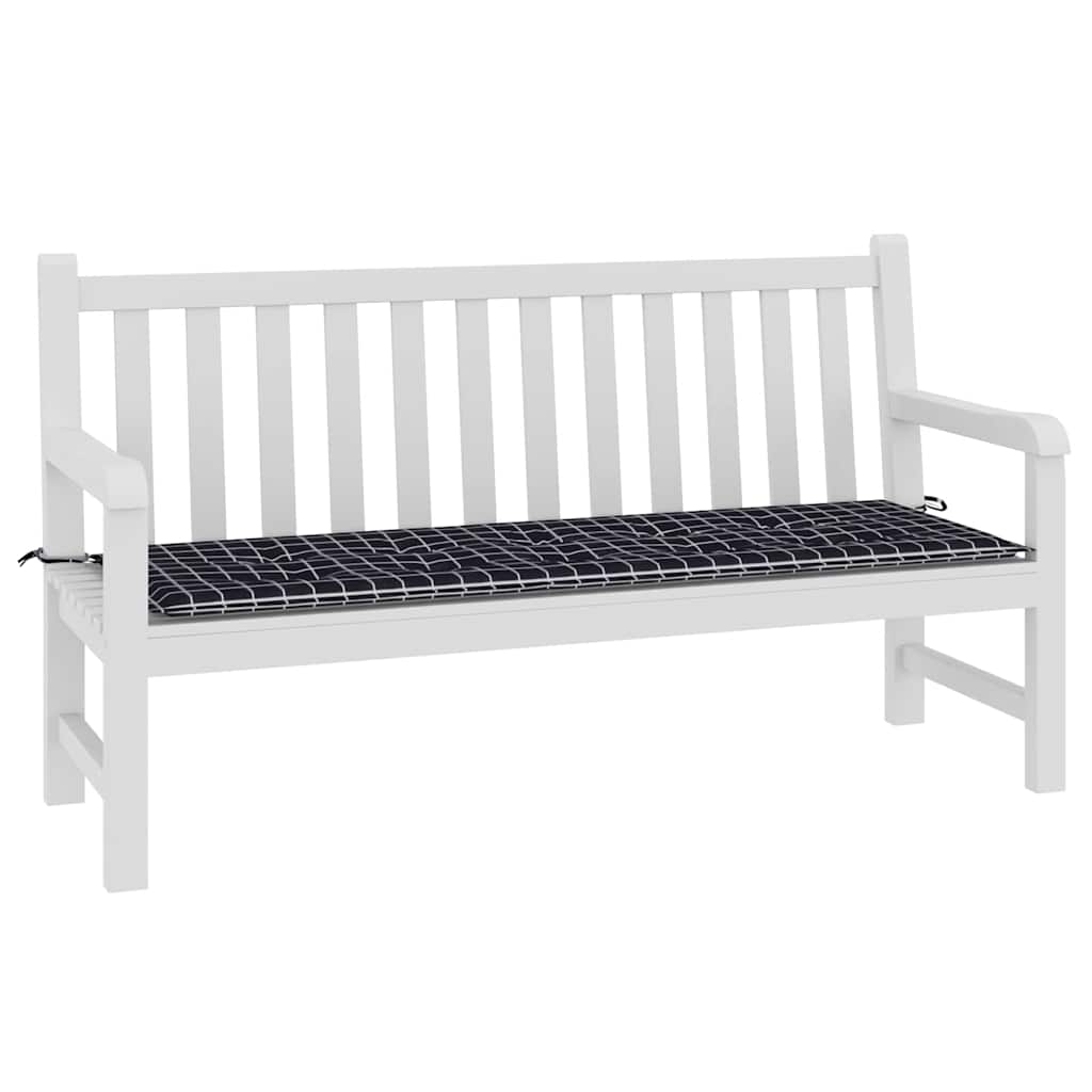 Garden Bench Cushion Black Checkered Pattern 150x50x4 cm Oxford Fabric