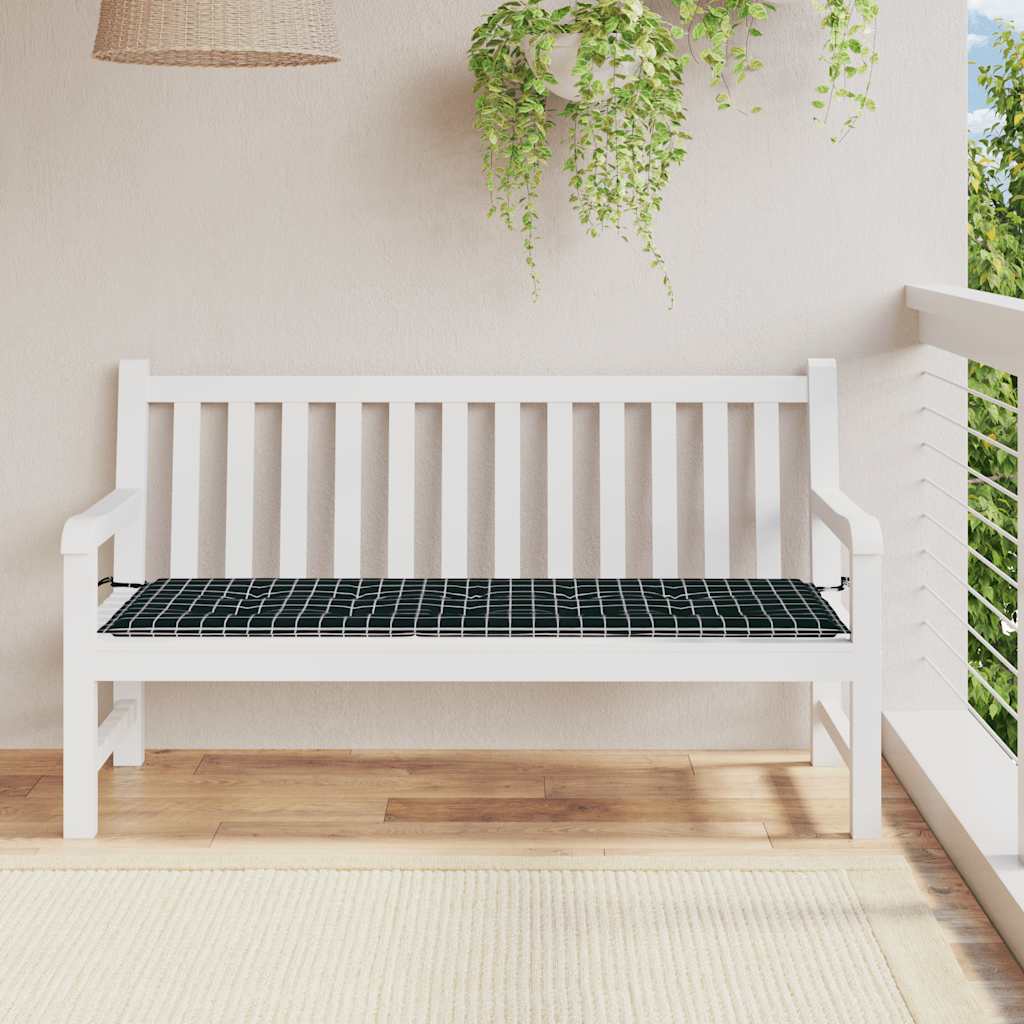 Garden Bench Cushion Black Checkered Pattern 150x50x4 cm Oxford Fabric