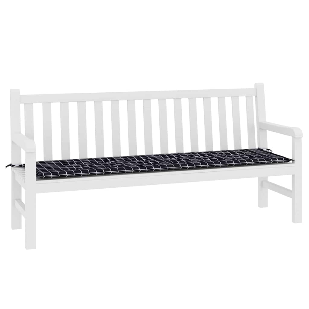 Bench Cushion Black Plaid 150 x 50 x 3 cm Oxford Fabric