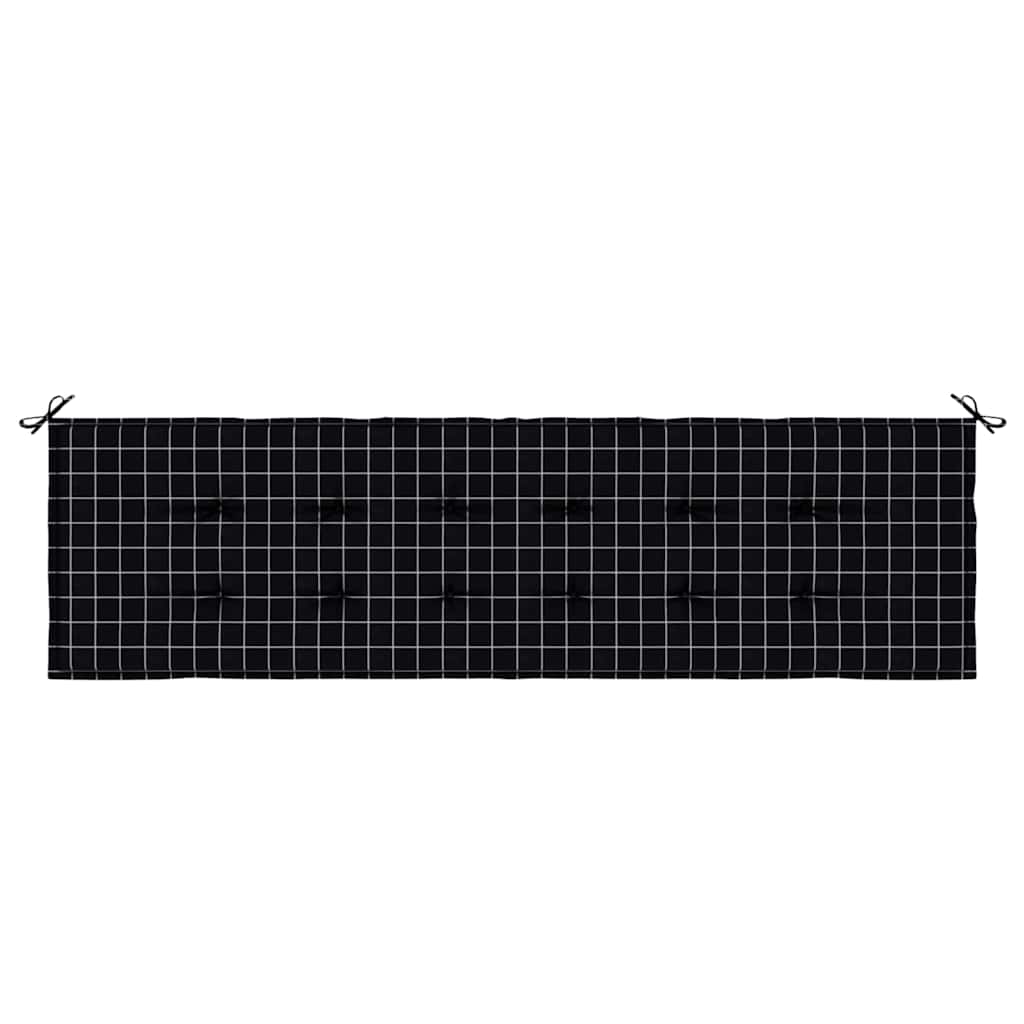Bench Cushion Black Plaid 150 x 50 x 3 cm Oxford Fabric