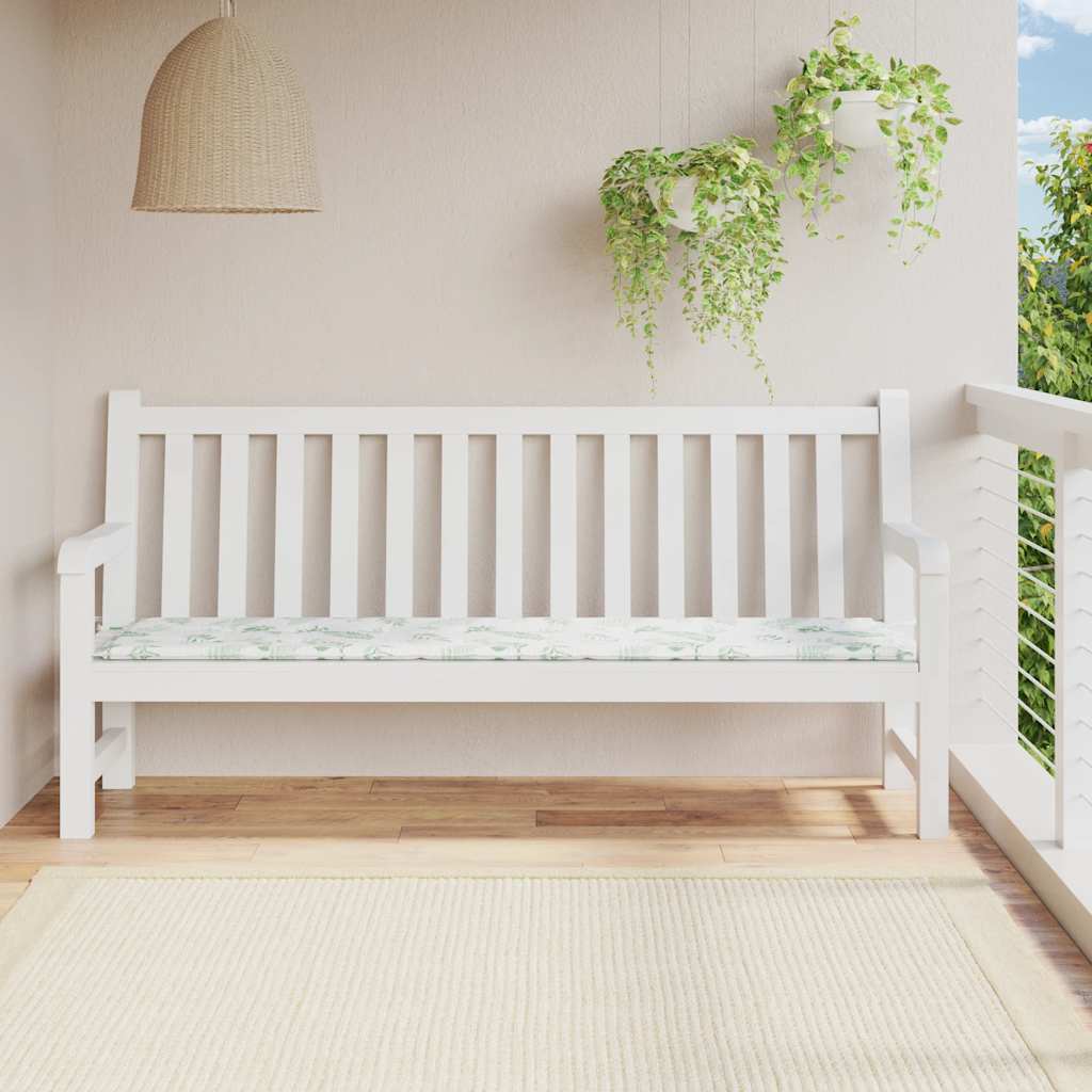 Garden Bench Cushion Leaf Pattern 200x50x4 cm Fabric