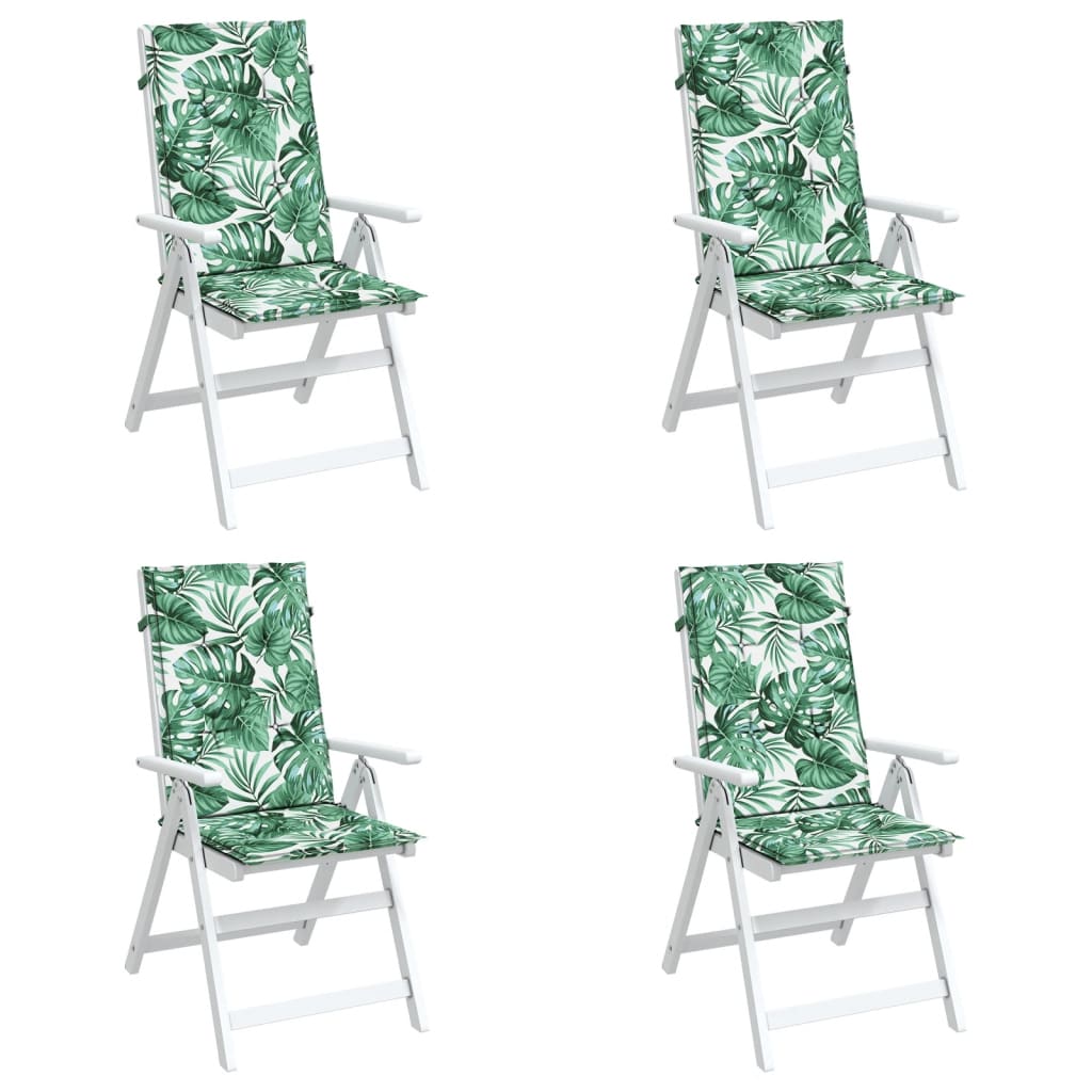 High-back cushion pads, 4 pcs., leaf pattern fabric