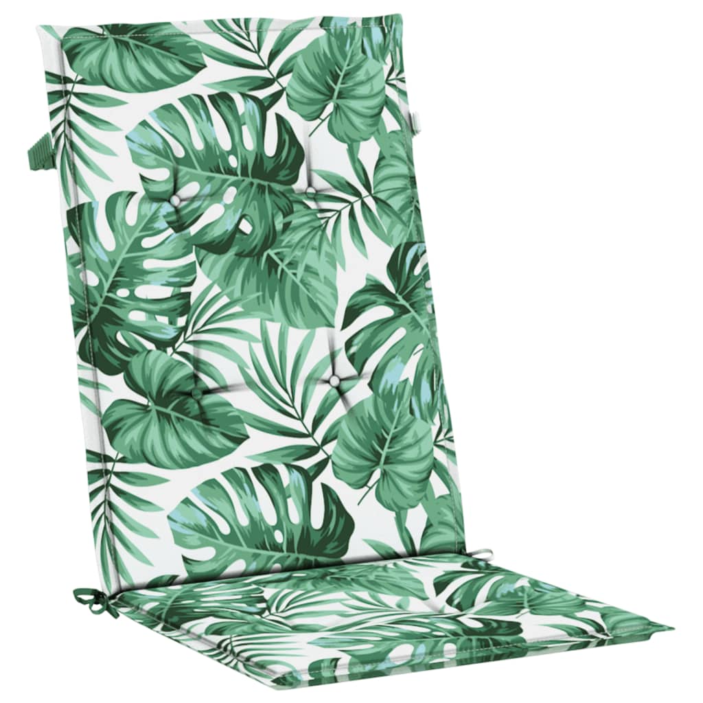 High-back cushion pads, 4 pcs., leaf pattern fabric