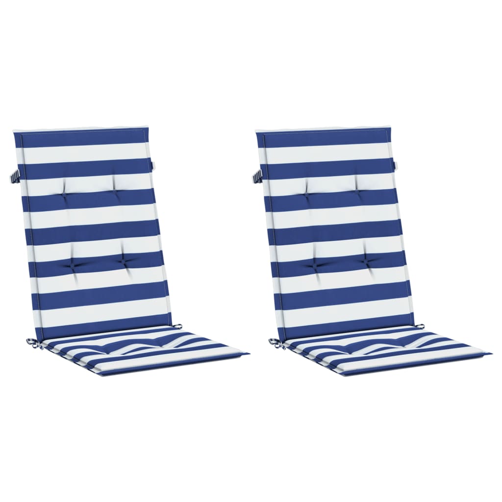 Coussins pour chaises longues 2 pcs Rayés bleu et blanc Tissu