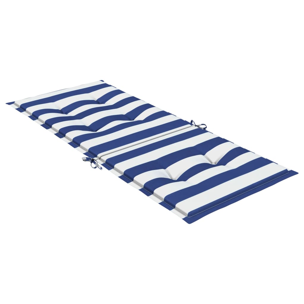 Coussins pour chaises longues 2 pcs Rayés bleu et blanc Tissu