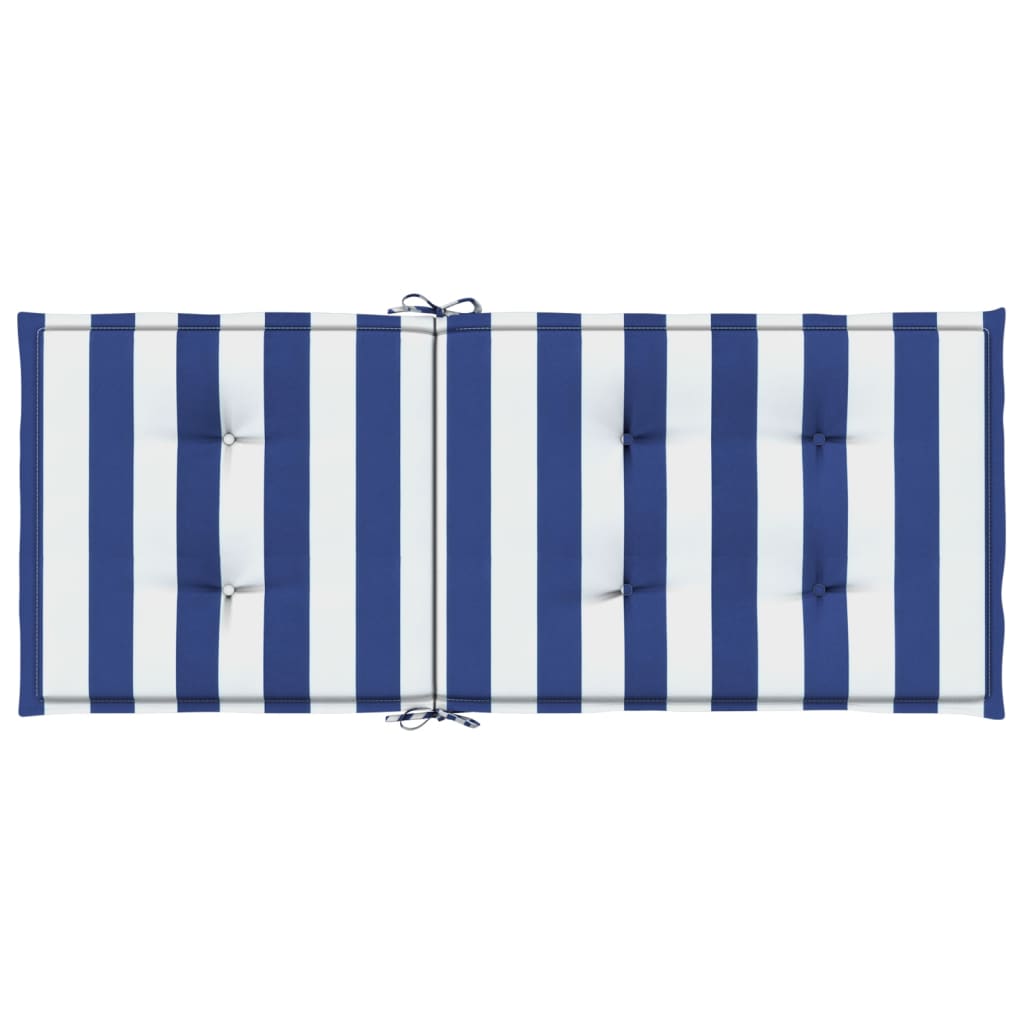 Coussins pour chaises longues 2 pcs Rayés bleu et blanc Tissu