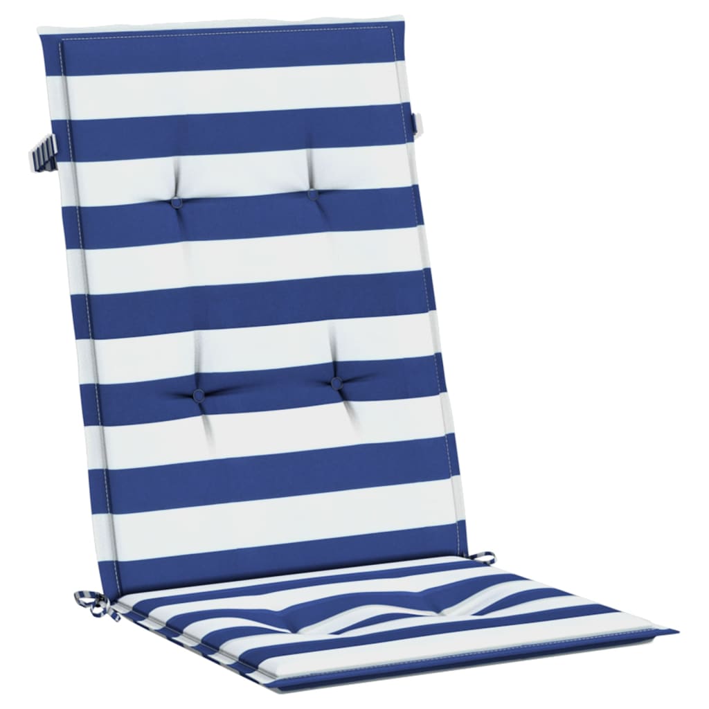 Coussins pour chaises longues 4 pièces Tissu rayé bleu et blanc