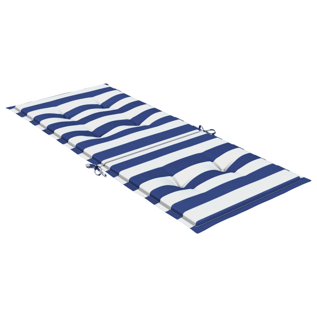 Coussins pour chaises longues 4 pièces Tissu rayé bleu et blanc