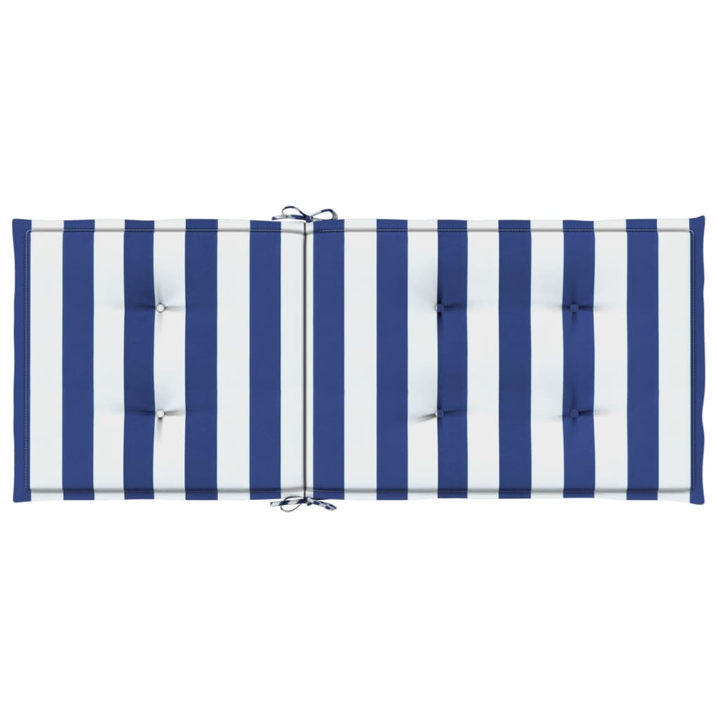 Coussins pour chaises longues 4 pièces Tissu rayé bleu et blanc