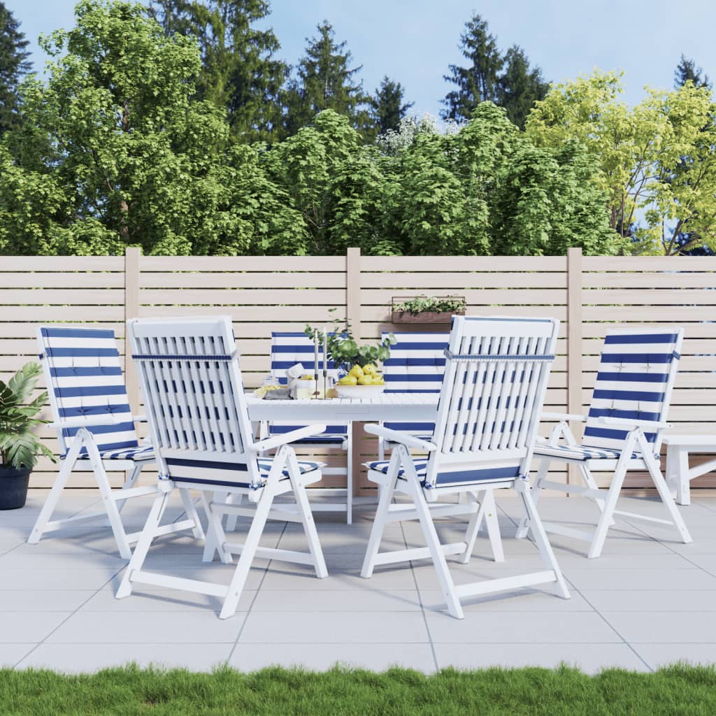 High-back cushion pads 6 pcs. Blue & White Striped Fabric