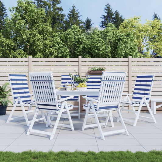 High-back cushion pads 6 pcs. Blue & White Striped Fabric