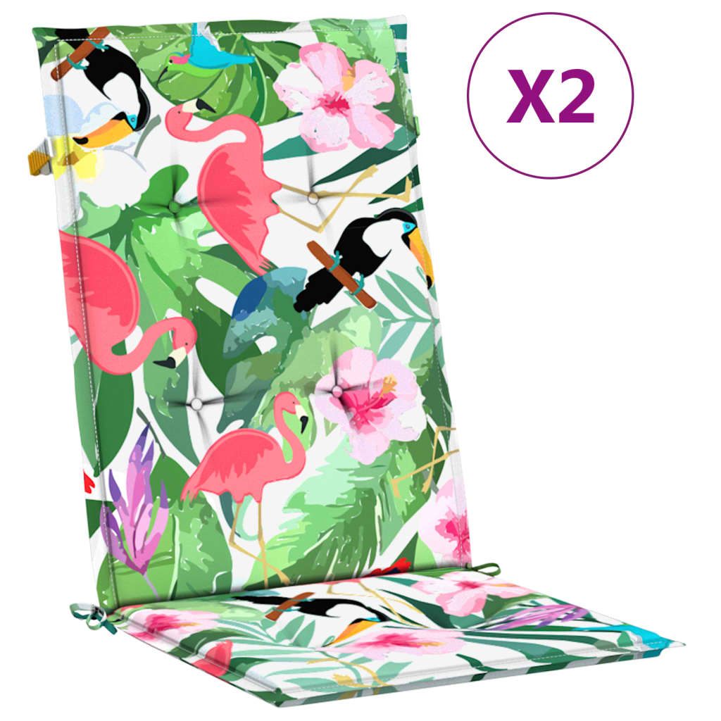 Garden chair cushions for high-back chairs, 2 pcs., multi-colored, 120x50x3cm