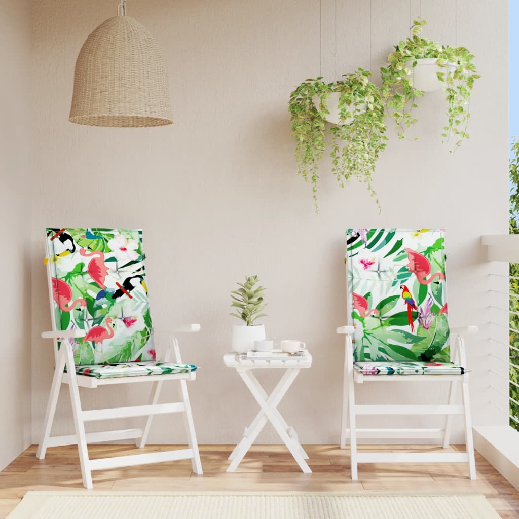 Garden chair cushions for high-back chairs, 2 pcs., multi-colored, 120x50x3cm