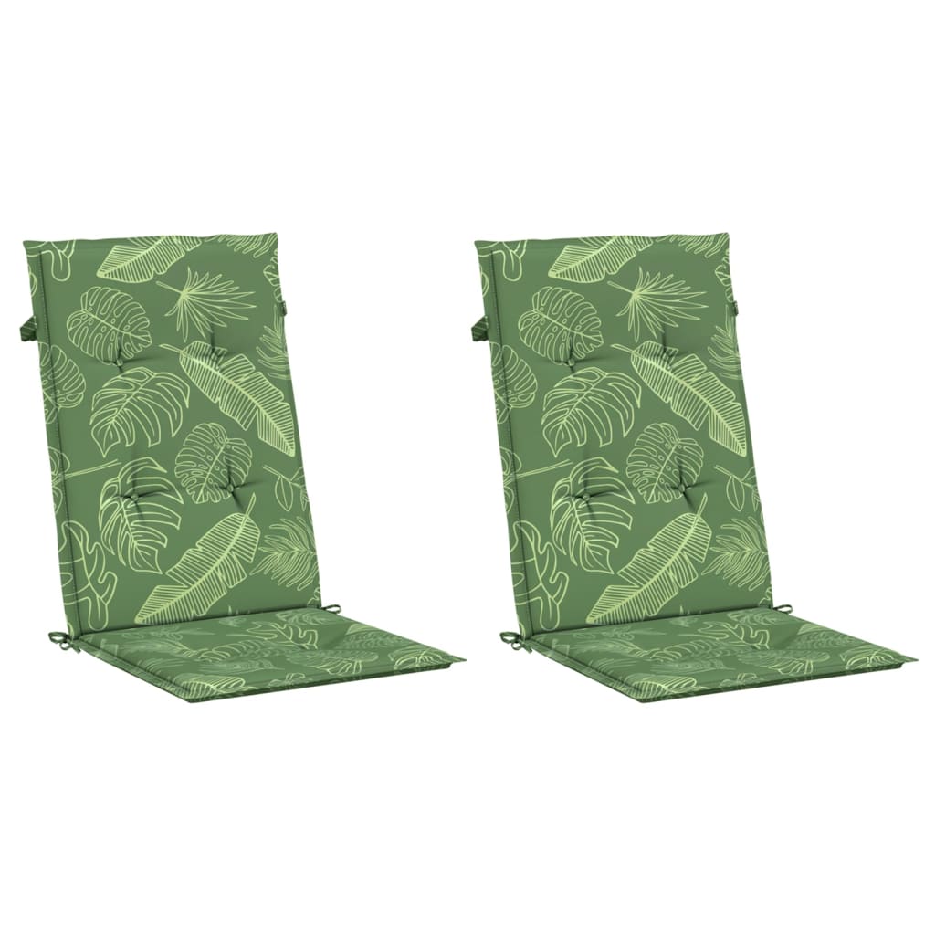 High-back Cushions 2 pcs. Leaf Pattern Fabric