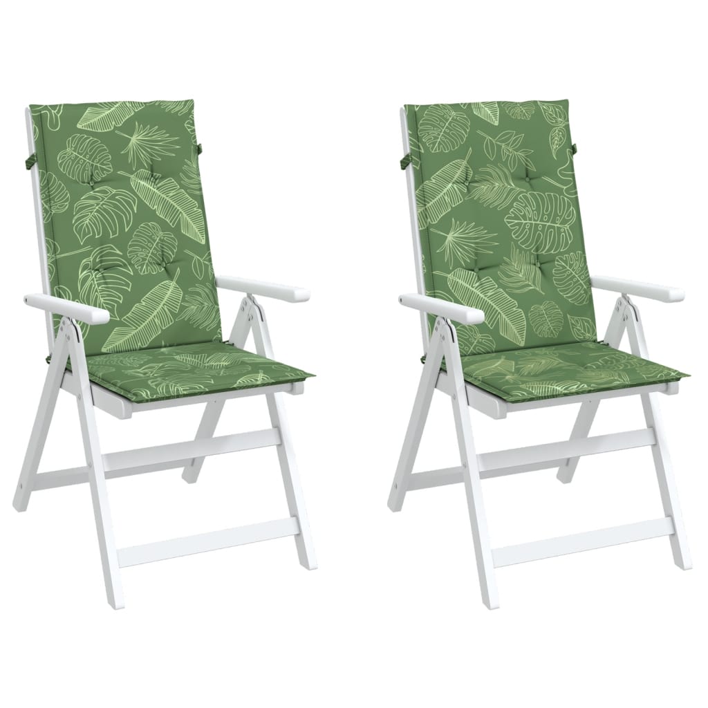High-back Cushions 2 pcs. Leaf Pattern Fabric