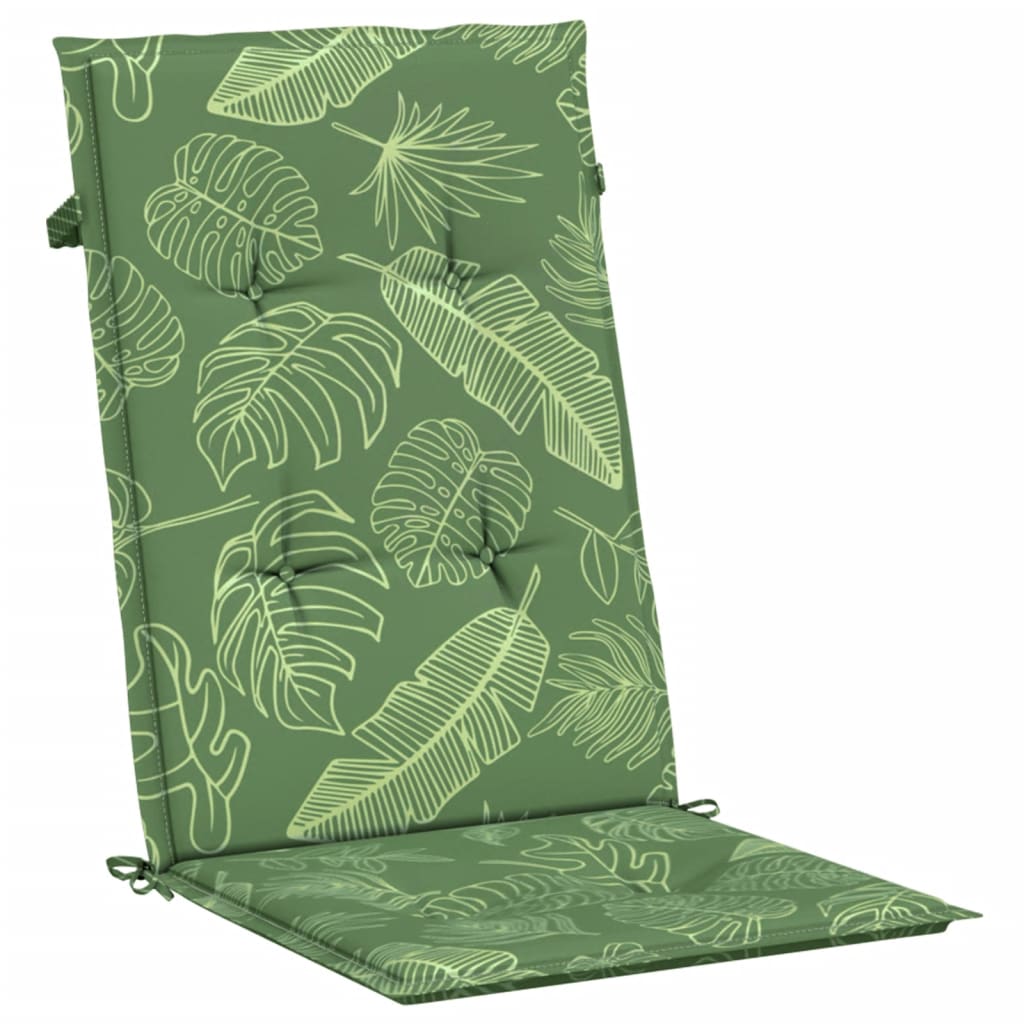 High-back Cushions 2 pcs. Leaf Pattern Fabric