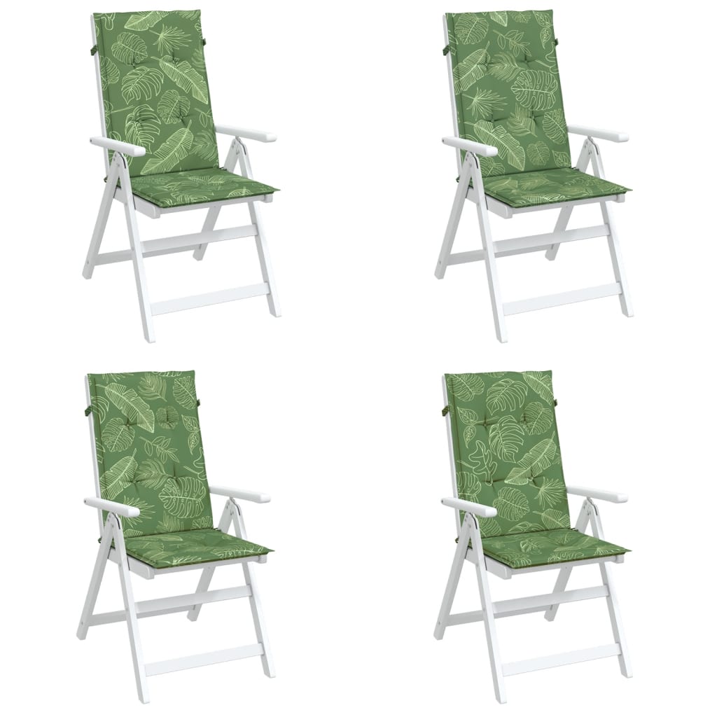 High-back cushion pads, 4 pcs., leaf pattern fabric