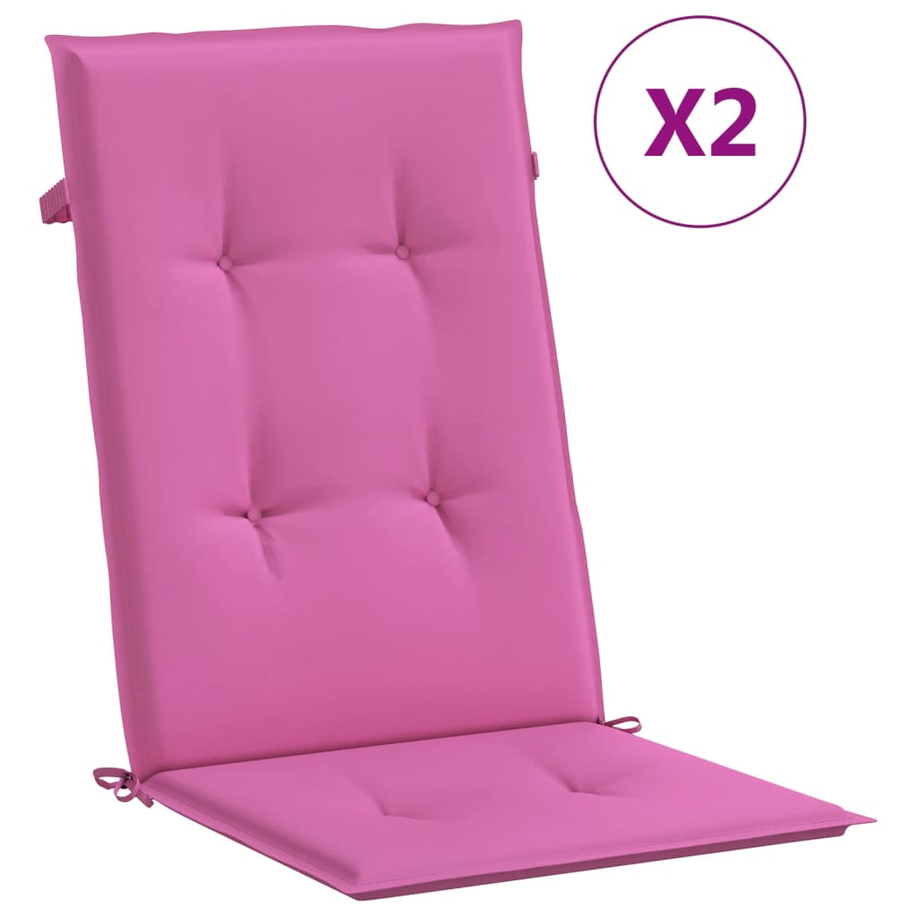 Garden Chair Cushions for High-Backed Chairs 2 pcs. Pink 120x50x3cm Fabric