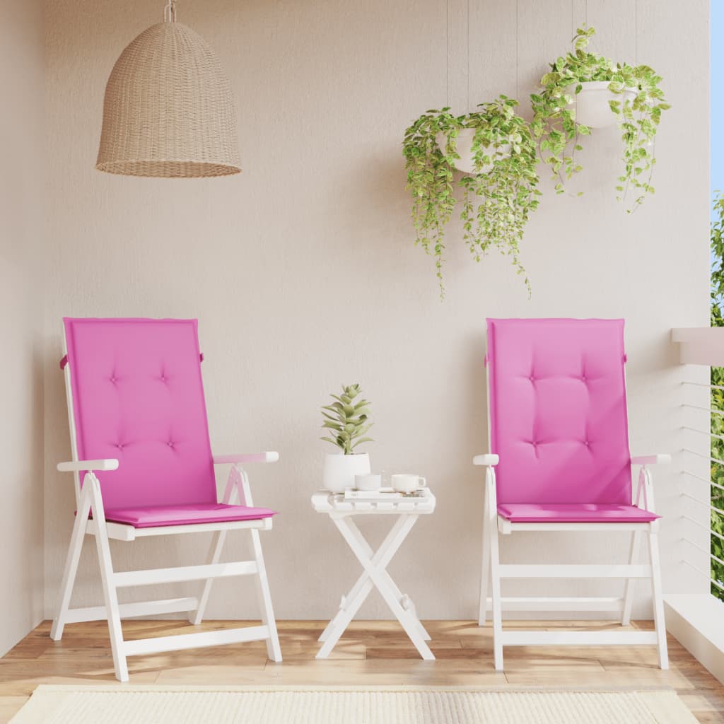 Garden Chair Cushions for High-Backed Chairs 2 pcs. Pink 120x50x3cm Fabric