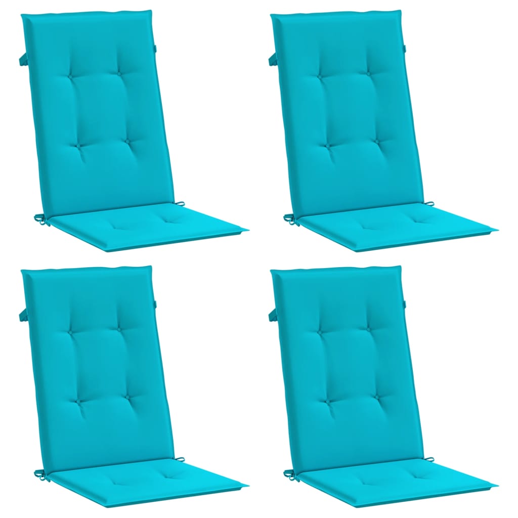 Coussins pour chaises longues à dossier haut 4 p. Tissu turquoise