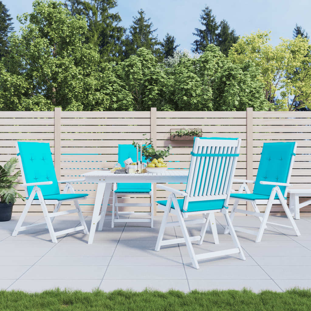 Coussins pour chaises longues à dossier haut 4 p. Tissu turquoise