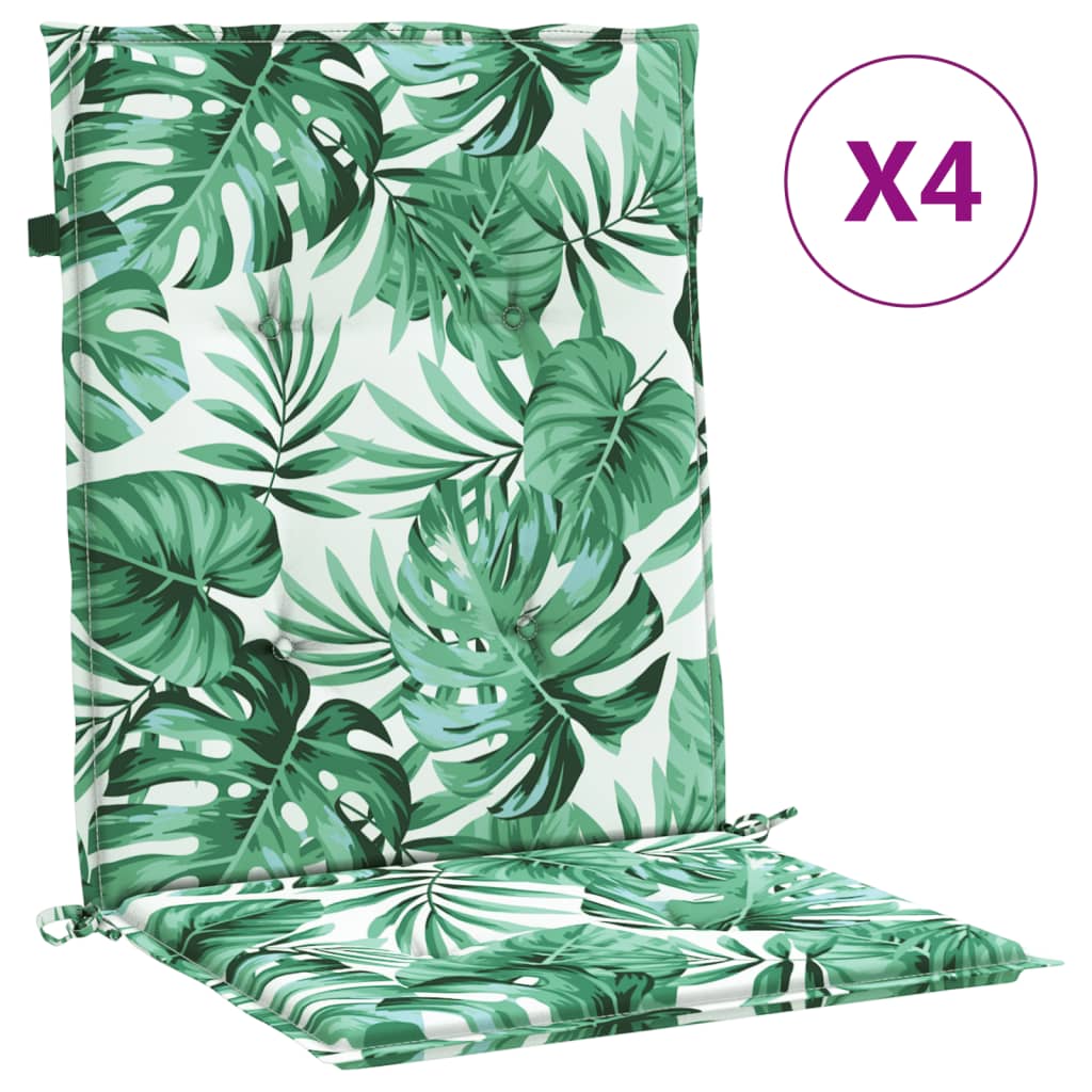 Coussins de dossier bas 4 pcs motif feuilles Tissu