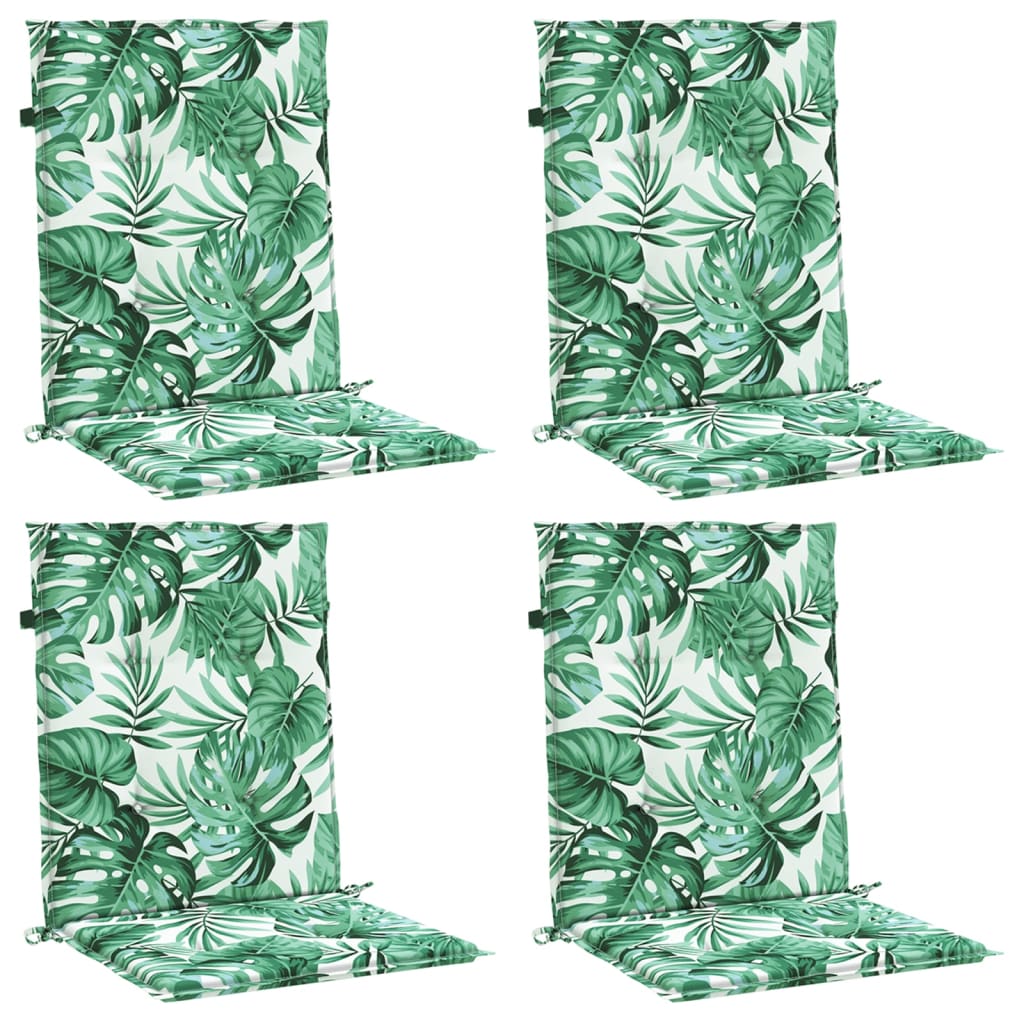 Coussins de dossier bas 4 pcs motif feuilles Tissu