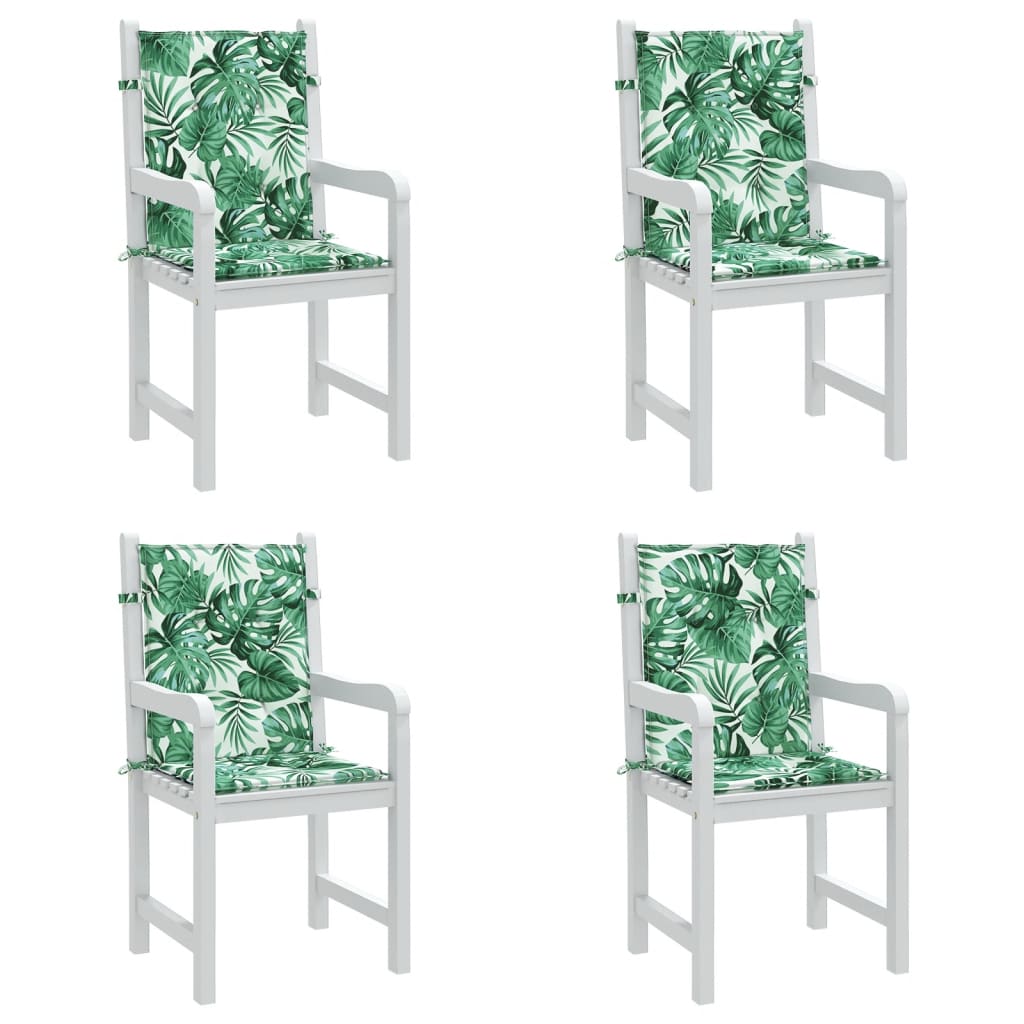Coussins de dossier bas 4 pcs motif feuilles Tissu