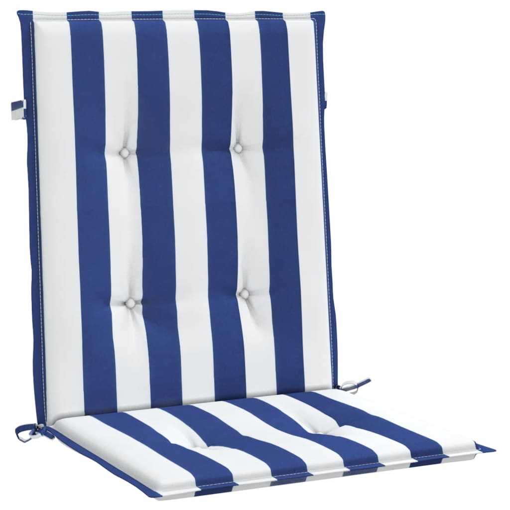 Coussins pour chaises basses 2 pcs Tissu rayé bleu et blanc