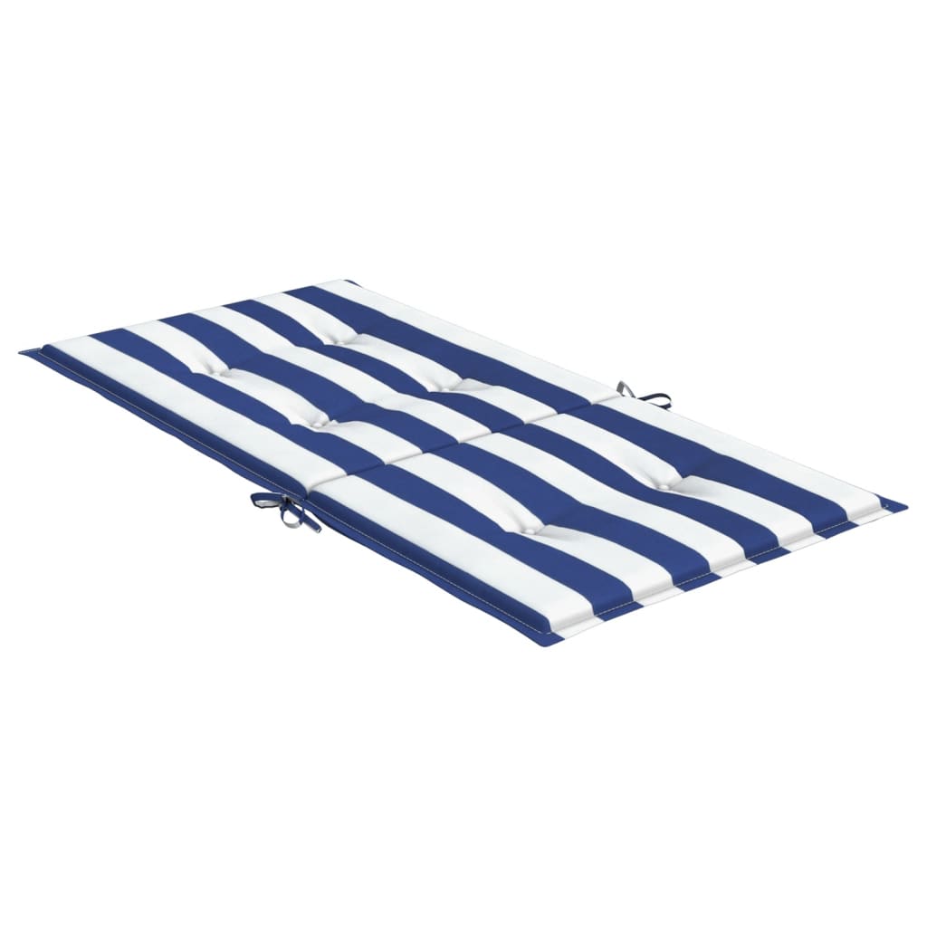 Coussins pour chaises basses 2 pcs Tissu rayé bleu et blanc