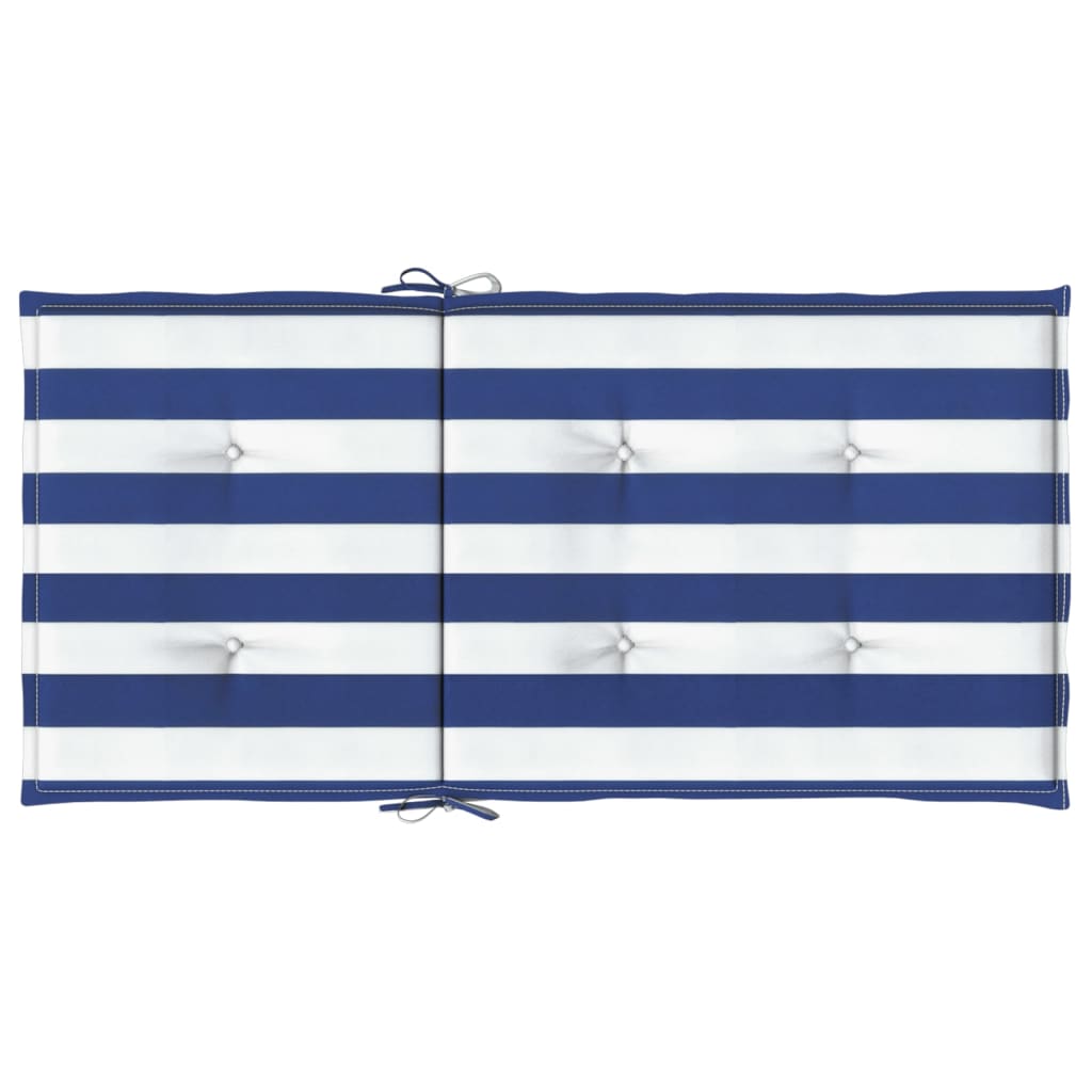 Coussins pour chaises basses 2 pcs Tissu rayé bleu et blanc