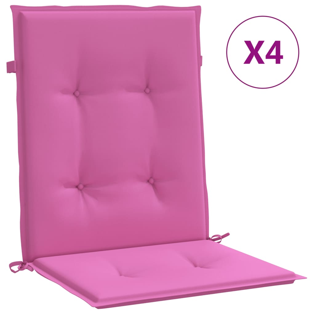 Low-back chair cushions, 4 pcs, pink fabric